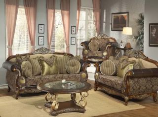 Formal Luxury Sofa Love Seat Chair 3 Piece Antique Style Living Room Set HD 26