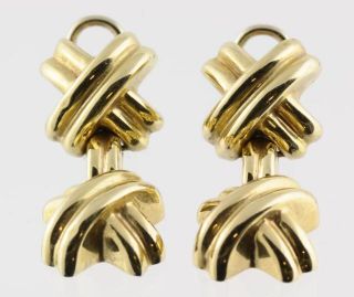 Contemporary 585 14k Yellow Gold Segment Link Lever Back Earrings