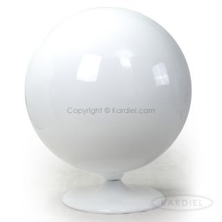 Modern Kids Ball Chair White Fiberglass Red Microfiber Egg Womb Lounge Accent