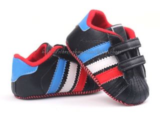 Baby Boy Black Stripes Soft Sole Crib Shoes Sneakers Size 0 6 6 12 12 18 Months