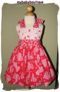 Boutique National Pageant Wear Valentine Dress 2T 3T Halter Bubble Dress