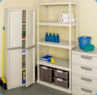 Sterilite 01428501 Heavy Duty Adjustable 4 Shelf Base Garage Cabinet Storage