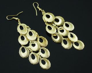 Fashion Sexy Gold Tone Carved Hollow Leaves Dangle Earrings Charm NB54