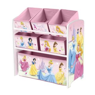 Delta Pink Princess Girls Removable Multi Bins Book Toy Organizer Storage Box