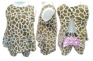 6 24M Sweet Baby Girl Hot Animal 2 Pcs Vest Set Zebra Giraffe Cow Pattern