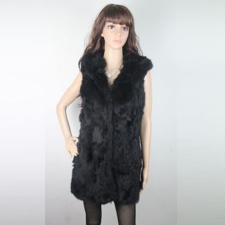 Lady Real Rabbit Fur Vest Long Coat Vest Best Quality Coat Cape 3 Color M XXL