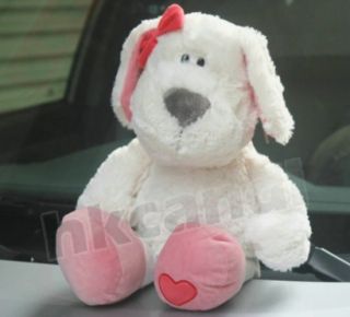 THH NICI Bowknot White Dog Stuffed Animals Soft Toys Plush Doll Baby Dolls 25cm