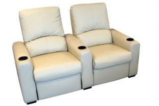 Eros Home Theater Seating 2 Cream Seats Push Back Recliner Chairs
