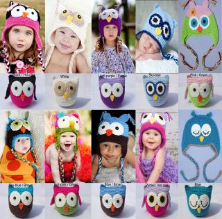 Cute Handmade Knit Owl Dolls Toys Hats Baby Children Boys Girls Photograph New