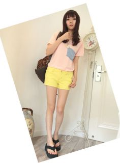 Womens Korean Fashion Candy Pocket Loose Short Sleeve T Shirt 3 Colors E671 TQ