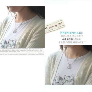 Korean Fashion Women G Letters Silver Rhinestone Pendant Necklace Chain