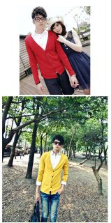 Mens Candy Color V Neck Slim Fit Button Down Sweater Cardigan Knitwear Jumper