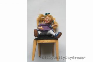 OOAK Miniature Doll 1 12th Scale Dollhouse Mini Little Girl 3" Tall Art Doll