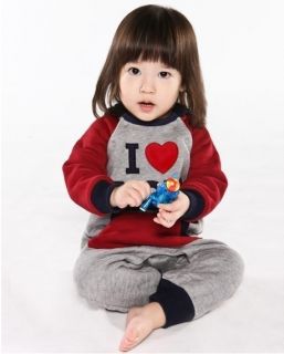 Baby Boys Girls "I Love Mom Dad" Hoodies One Piece Outfits Sets 6 24M