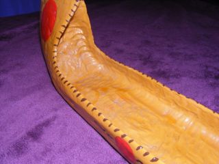 RARE Native American Canoe 18" Long Hand Painted Crafted from Wood RARE