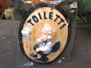 Handmade Ceramic Funny Old Man Restroom Toilet Sign Wall Home Decor Funny Gift