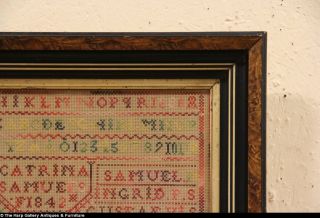 Needlework 1880 Dated Antique Sampler Chickens Dogs