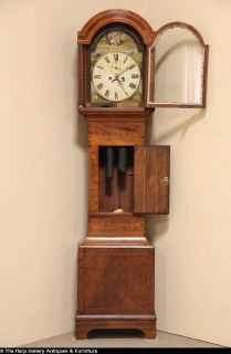 Mahogany 1825 Antique English Country Manor Long Case Grandfather Clock
