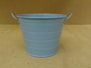 Designer Bucket Decorative 7in Diameter x 5 1 2in H Blue Country Metal
