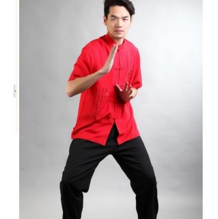 Black Red White Chinese Style Men's Cotton Kung Fu Shirt Tops Sz M L XL XXL XXXL