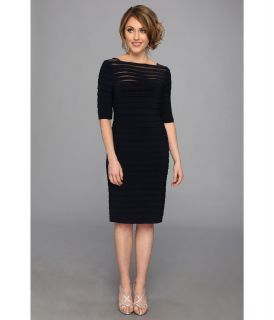 Adrianna Papell Partial Tuck Long Sleeve Dress Eclipse