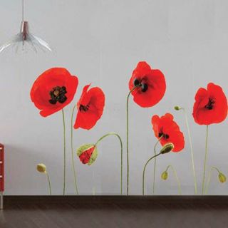 Red Poppies Wall Sticker Decal