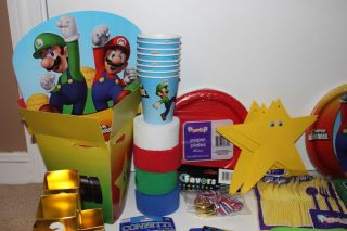 Super Mario Brothers Birthday Party Supplies Plates Cups Bags Decorations Lot