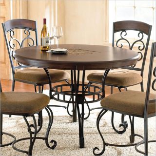 Steve Silver Company Greco Round Black Metal Cherry Wood Dining Table