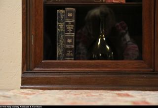 Triple Oak 1915 Antique Bookcase Wavy Glass Doors Adjustable Shelves