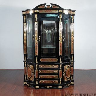 Black Gold Boulle French China Display Cabinet Free s H