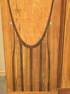 Antique Marquetry Oak Art Deco 3 Door Armoire Wardrobe Closet w Mirror G75C