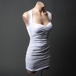 Designer White Fitted Cocktail Pool Party Mini Dress L Size