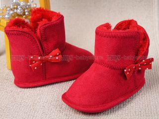 New Toddler Baby Girl Red Bow Boots US Size 4 A890