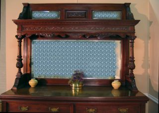 Large Antique English Walnut Mirrorback Buffet Sideboard Server c1890 B76