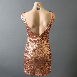Gold Sequin Elegant 20s Flapper Evening Dance Cocktail Party Womens Dress s M L