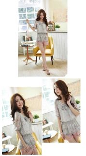 New Ladies Womens Floral Rose Flower Chiffon Elastic Waist Shirt Tops Blouse