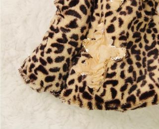 New Toddler Girls Faux Fur Leopard Coat Applique Starfish Winter Jacket Snowsuit
