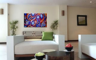 Original Oil Painting Abstract Contemporary Modern Blue Wall House Office Decor