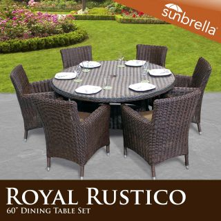 Rustico 60" Outdoor Patio Dining Table Set Sunbrella
