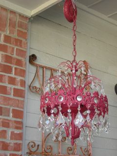 OMG Shabby Rose Pink Cage Chandelier Chic Crystals