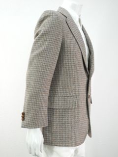 Harris Tweed Mens Jacket Blazer s 37R 37 R Lavender Wool Houndstooth Brown 2 BTN