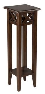 36" Tall Medium Brown Pedestal Accent Country Style Small Wooden End Table