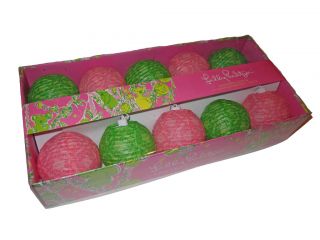 Lilly Pulitzer Pink Green Party Lights Paper Lantern String Light Strand