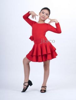 Kid Girl Latin Dance Dress Jive Rumba Child Ballroom Flouncing Dance Costume