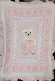 Kidsline Pink Ballerina Teddy Bear Crib Comforter Baby Bedding Diamonds