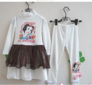 Kids Girls Long Sleeve Shirts Dress Leggings Outfit Cute Set 2 7Y 