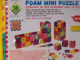 New 36 PC "Mini" Foam Interlocking Alphabet Letters Numbers Puzzle Mat
