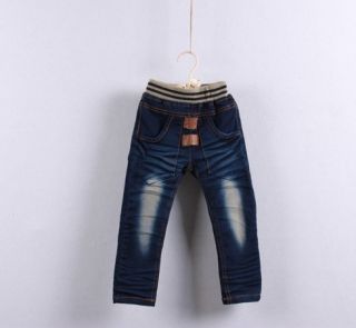 New Cool Kids Boys Girls Back Striped Lattice Pocket Denim Jeans Pants Trousers