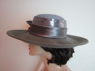 New Fine Millinery Womes Gray Wool Sparkle Shine Range Derby Brim Church Hat