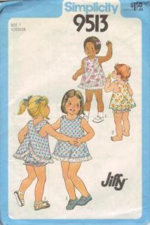 Vintage Toddler Girls Sun Dress Bloomers Pattern Sz 1 Simplicity 9513